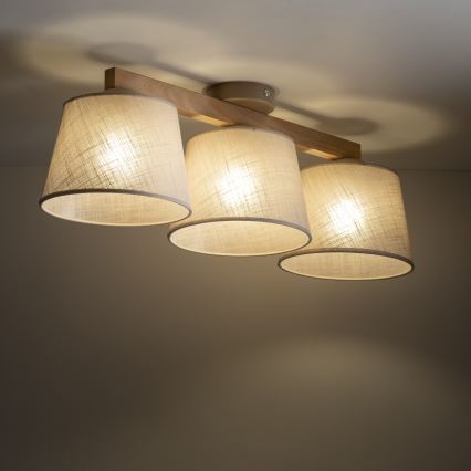 Brilagi - Opbouwkroonluchter LATTE SABIA 3xE27/60W/230V grenen/beige