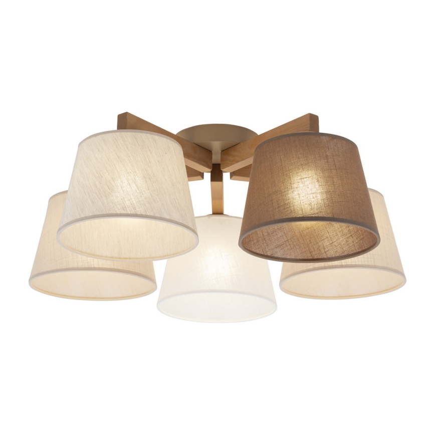 Brilagi - Opbouwkroonluchter LATTE SABIA 5xE27/15W/230V grenen/mix