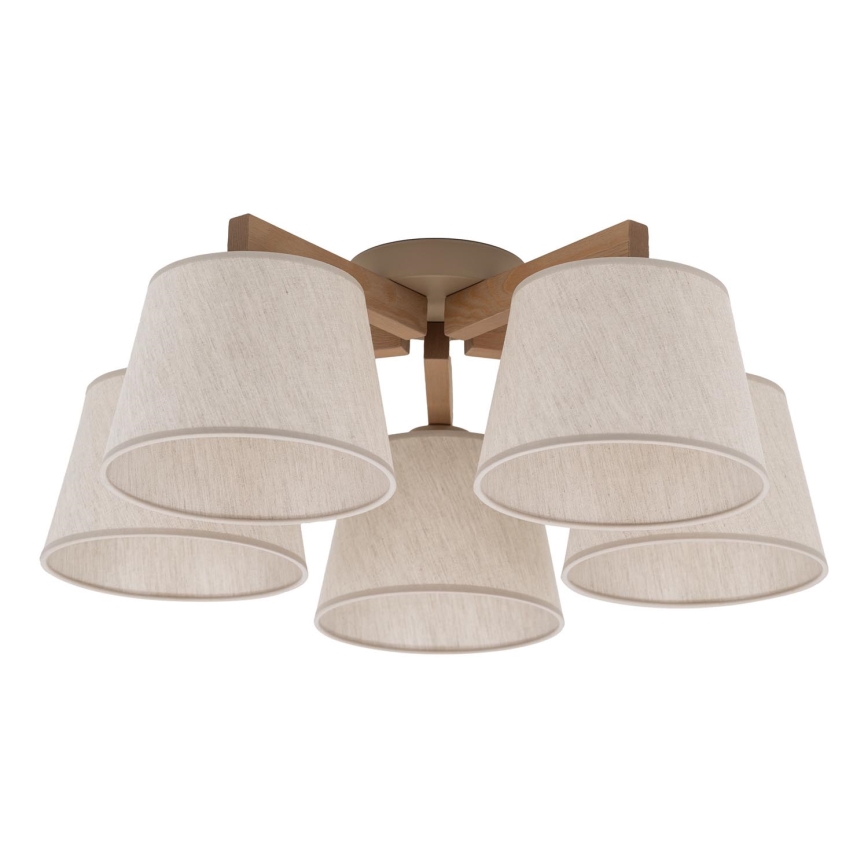 Brilagi - Opbouwkroonluchter LATTE SABIA 5xE27/60W/230V grenen/crème