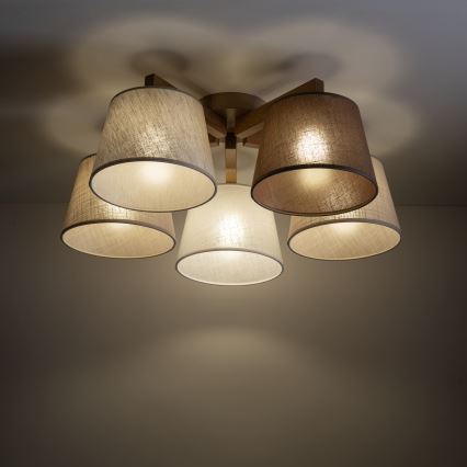 Brilagi - Opbouwkroonluchter LATTE SABIA 5xE27/60W/230V grenen/mix