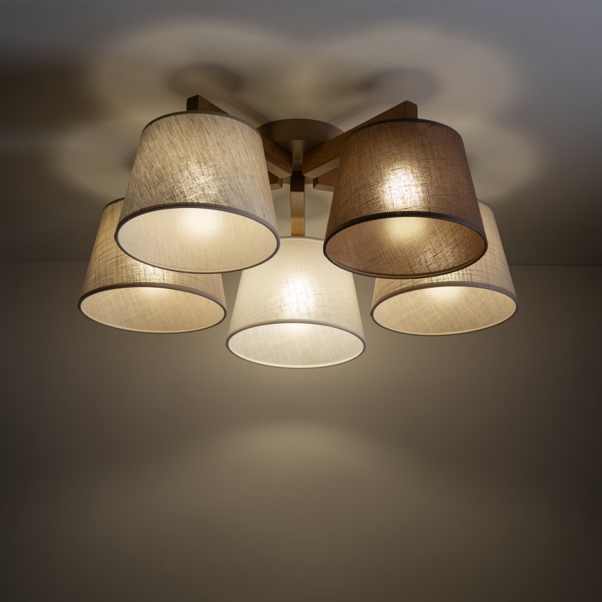Brilagi - Opbouwkroonluchter LATTE SABIA 5xE27/60W/230V grenen/mix
