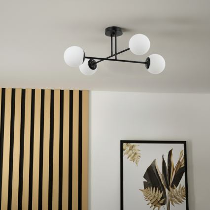 Brilagi - Opbouwkroonluchter MALIVA 4xE14/15W/230V zwart/wit