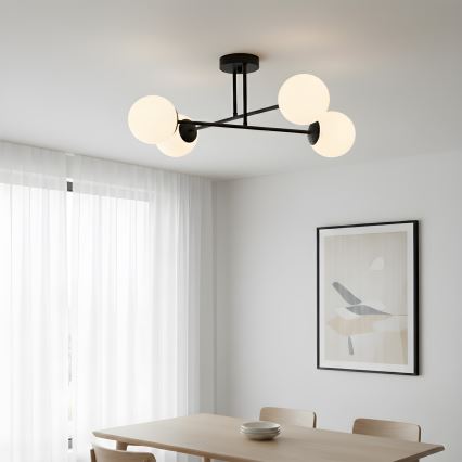 Brilagi - Opbouwkroonluchter MALIVA 4xE14/15W/230V zwart/wit