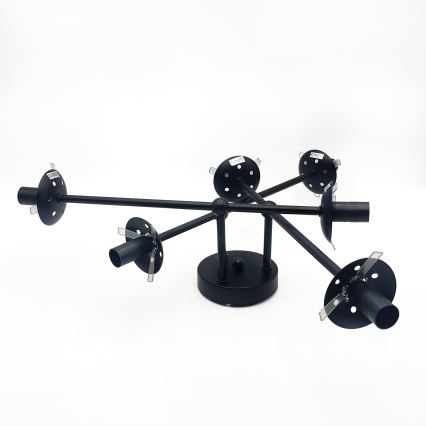 Brilagi - Opbouwkroonluchter MALIVA 6xE14/15W/230V zwart/rookglas
