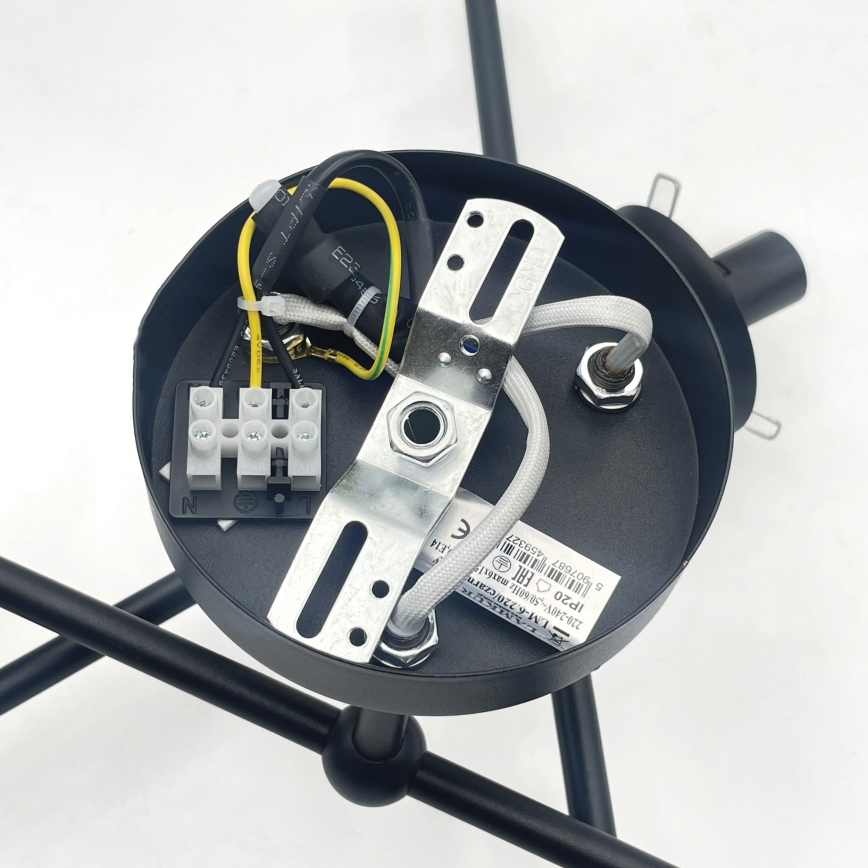 Brilagi - Opbouwkroonluchter MALIVA 6xE14/15W/230V zwart/rookglas