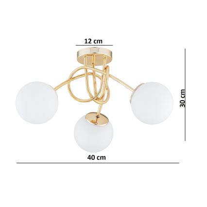 Brilagi - Opbouwkroonluchter MILO 3xE27/60W/230V goud