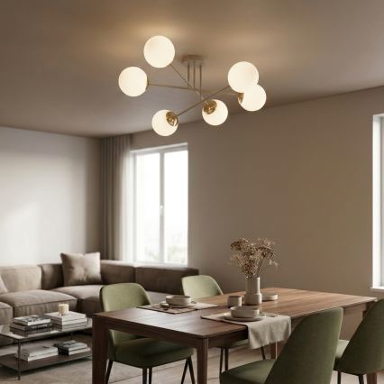 Brilagi - Opbouwkroonluchter MILO 6xE27/60W/230V beige/goud