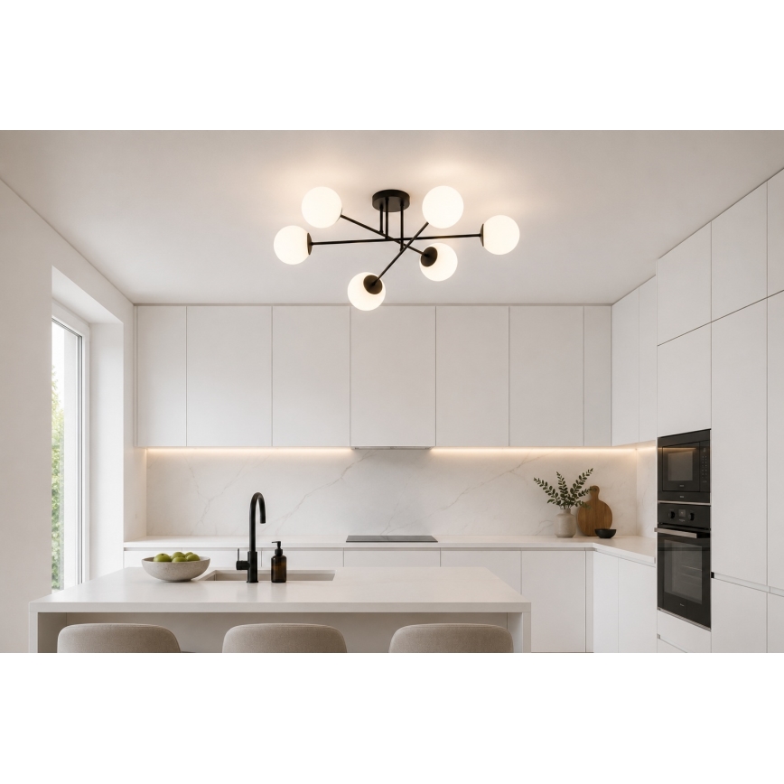Brilagi - Opbouwkroonluchter MILO 6xE27/60W/230V zwart