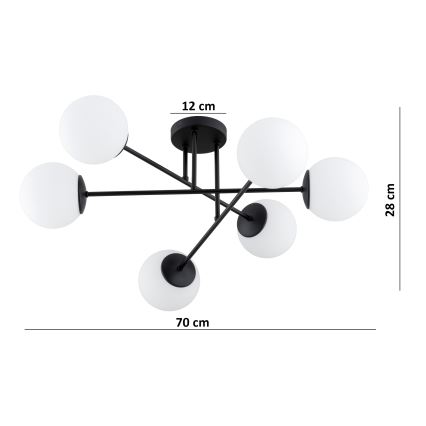 Brilagi - Opbouwkroonluchter MILO 6xE27/60W/230V zwart