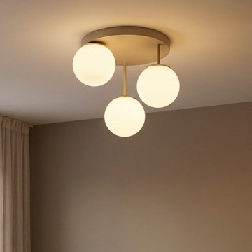 Brilagi - Opbouwkroonluchter MILO ECRU 3xE27/60W/230V beige/goud