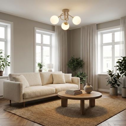 Brilagi - Opbouwkroonluchter MILO ECRU 3xE27/60W/230V beige/goud