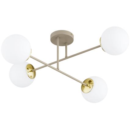 Brilagi - Opbouwkroonluchter MILO ECRU 4xE27/60W/230V beige/goud
