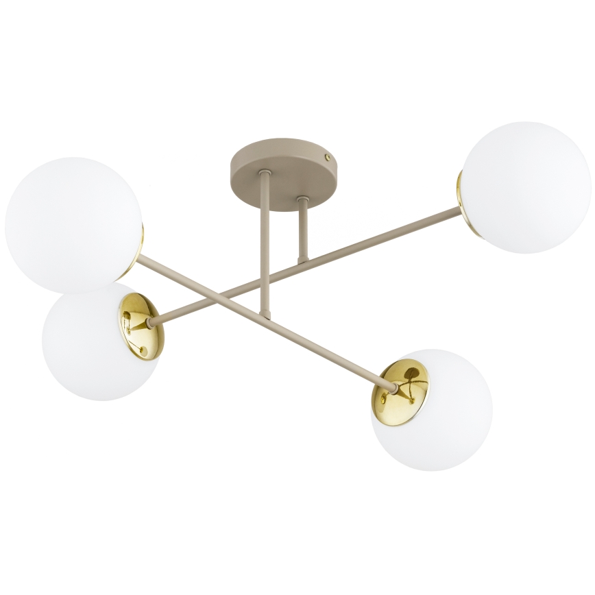Brilagi - Opbouwkroonluchter MILO ECRU 4xE27/60W/230V beige/goud