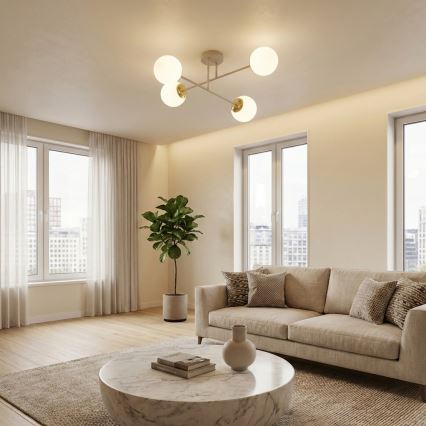 Brilagi - Opbouwkroonluchter MILO ECRU 4xE27/60W/230V beige/goud