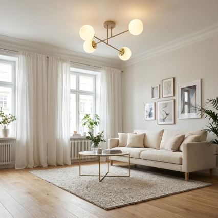 Brilagi - Opbouwkroonluchter MILO ECRU 4xE27/60W/230V beige/goud