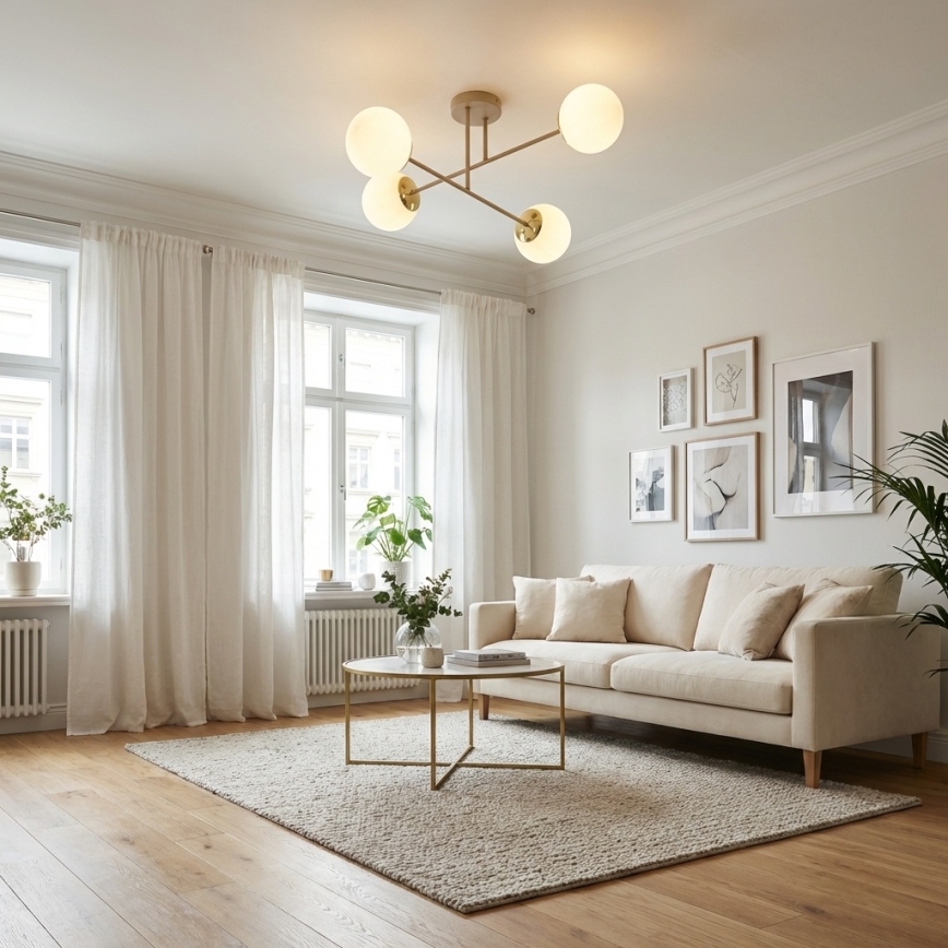 Brilagi - Opbouwkroonluchter MILO ECRU 4xE27/60W/230V beige/goud