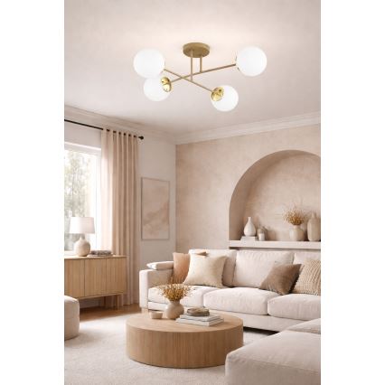 Brilagi - Opbouwkroonluchter MILO ECRU 4xE27/60W/230V beige/goud