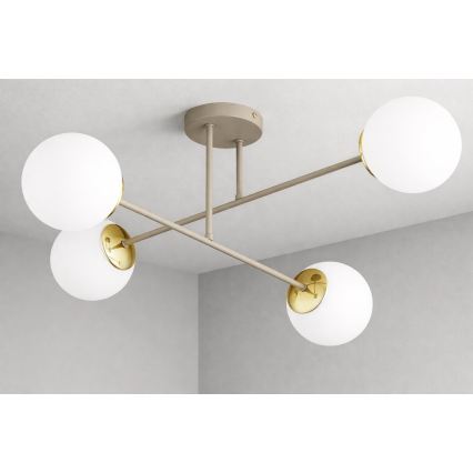 Brilagi - Opbouwkroonluchter MILO ECRU 4xE27/60W/230V beige/goud