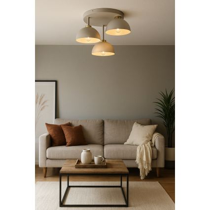 Brilagi - Opbouwkroonluchter MOON 3xE27/60W/230V beige/goud