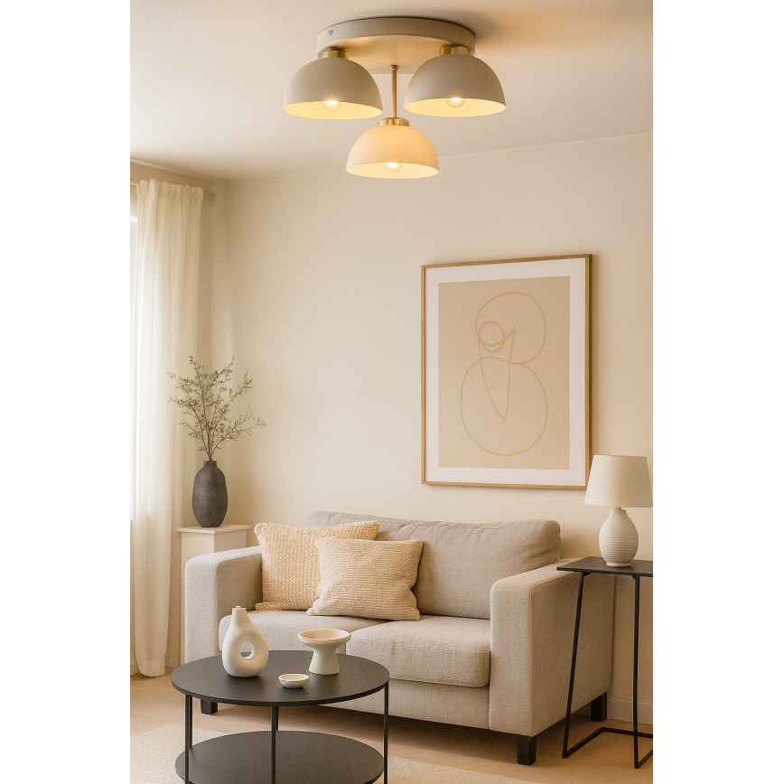 Brilagi - Opbouwkroonluchter MOON 3xE27/60W/230V beige/goud