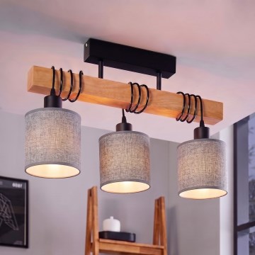 Brilagi - Opbouwkroonluchter NUBILA 3xE27/60W/230V grenen/grijs
