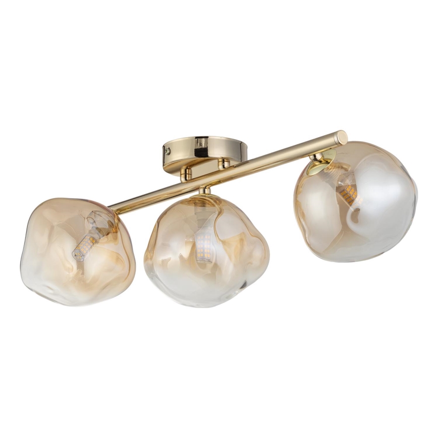 Brilagi - Opbouwkroonluchter VULCANO 3xG9/8W/230V goud/rookbeige
