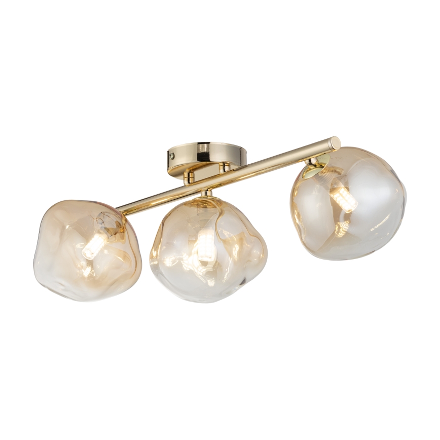 Brilagi - Opbouwkroonluchter VULCANO 3xG9/8W/230V goud/rookbeige