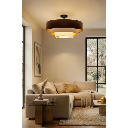 Brilagi - Opbouwlamp LUNETA 3xE27/60W/230V Ø 80 cm bruin/beige/crème