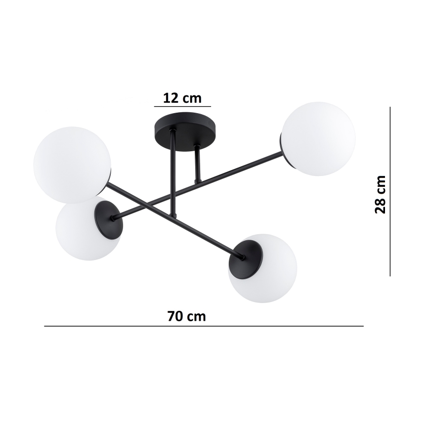Brilagi - Opbouwlamp MILO 4xE27/60W/230V zwart