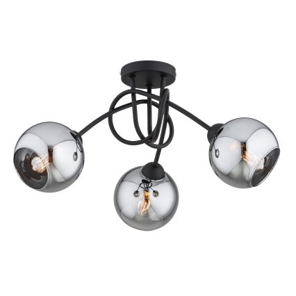 Brilagi - Opbouwplafondlamp 3xE27/60W/230V zwart/rookgrijs