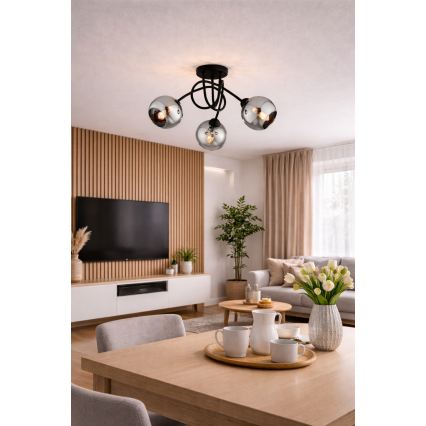 Brilagi - Opbouwplafondlamp DIOR 3xE27/60W/230V zwart/rookgrijs