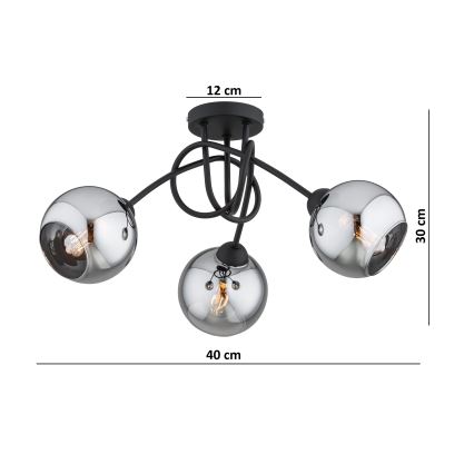 Brilagi - Opbouwplafondlamp DIOR 3xE27/60W/230V zwart/rookgrijs