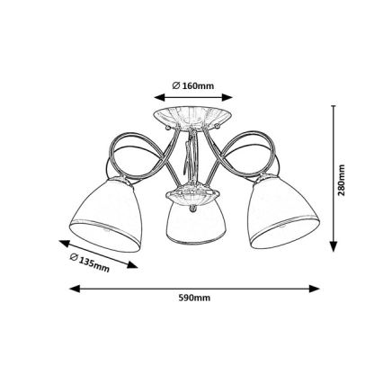 Brilagi - Opbouwplafondlamp FRED 3xE27/60W/230V Ø 59 cm brons