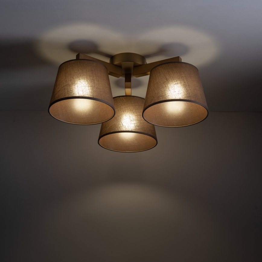 Brilagi - Opbouwplafondlamp LATTE SABIA 3xE27/15W/230V grenen/bruin