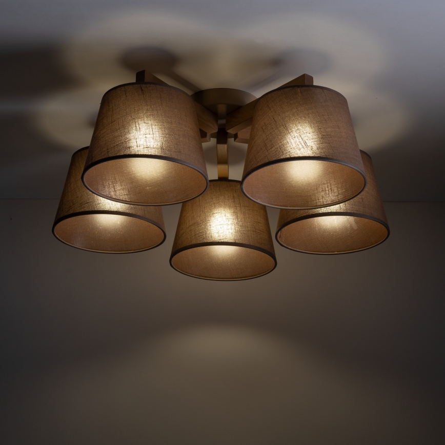 Brilagi - Opbouwplafondlamp LATTE SABIA 5xE27/60W/230V grenen/bruin
