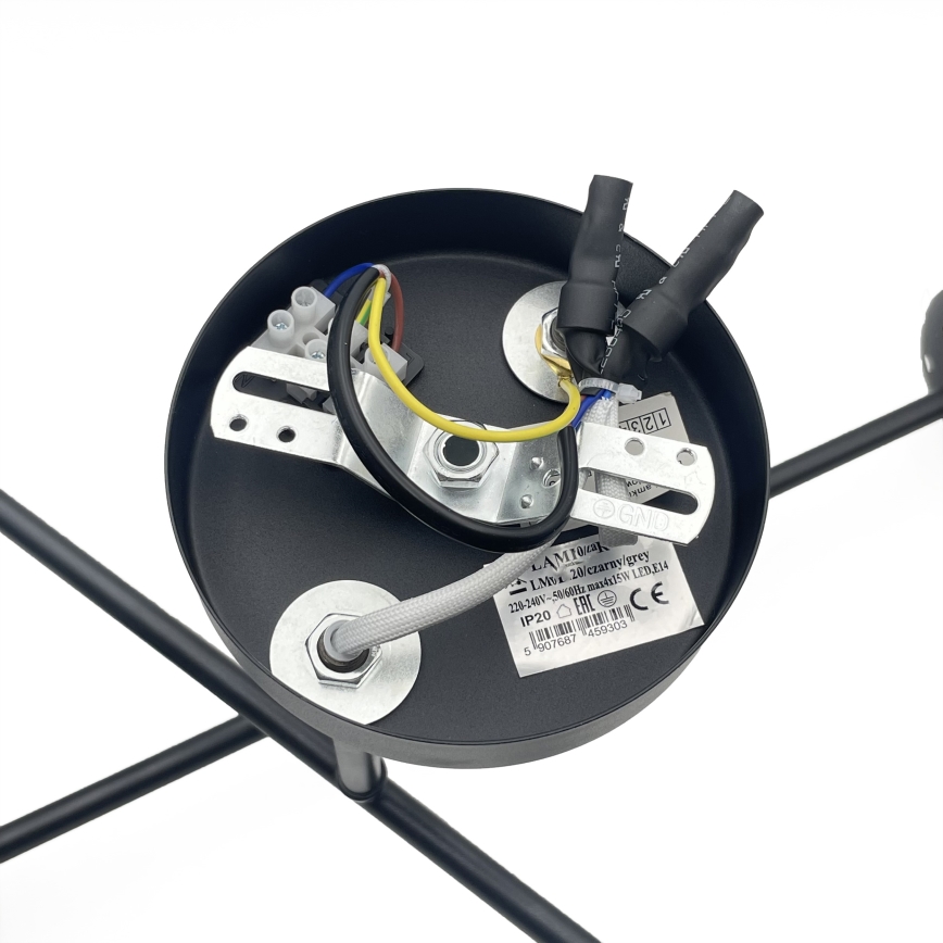 Brilagi - Opbouwplafonnière MALIVA 4xE14/15W/230V zwart/rookglas