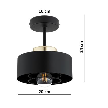 Brilagi - Opbouwplafonnière SPRING 1xE27/60W/230V zwart/goud