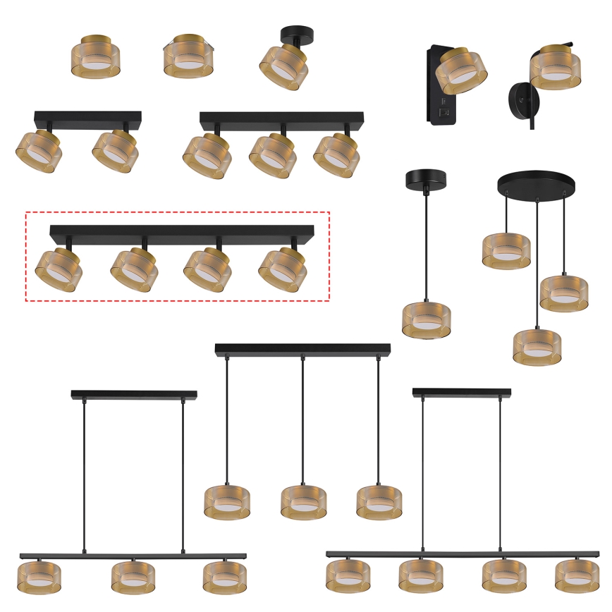 Brilagi - Opbouwspot AURA LUX 4xGX53/30W/230V zwart/goud