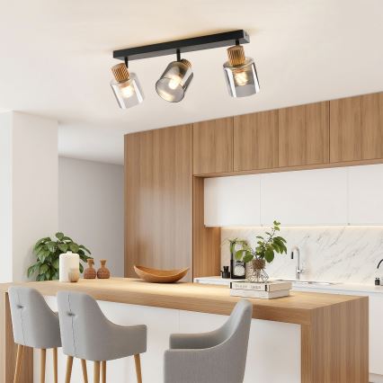 Brilagi - Opbouwspot HYGGE 3xE14/15W/230V zwart/rookglas