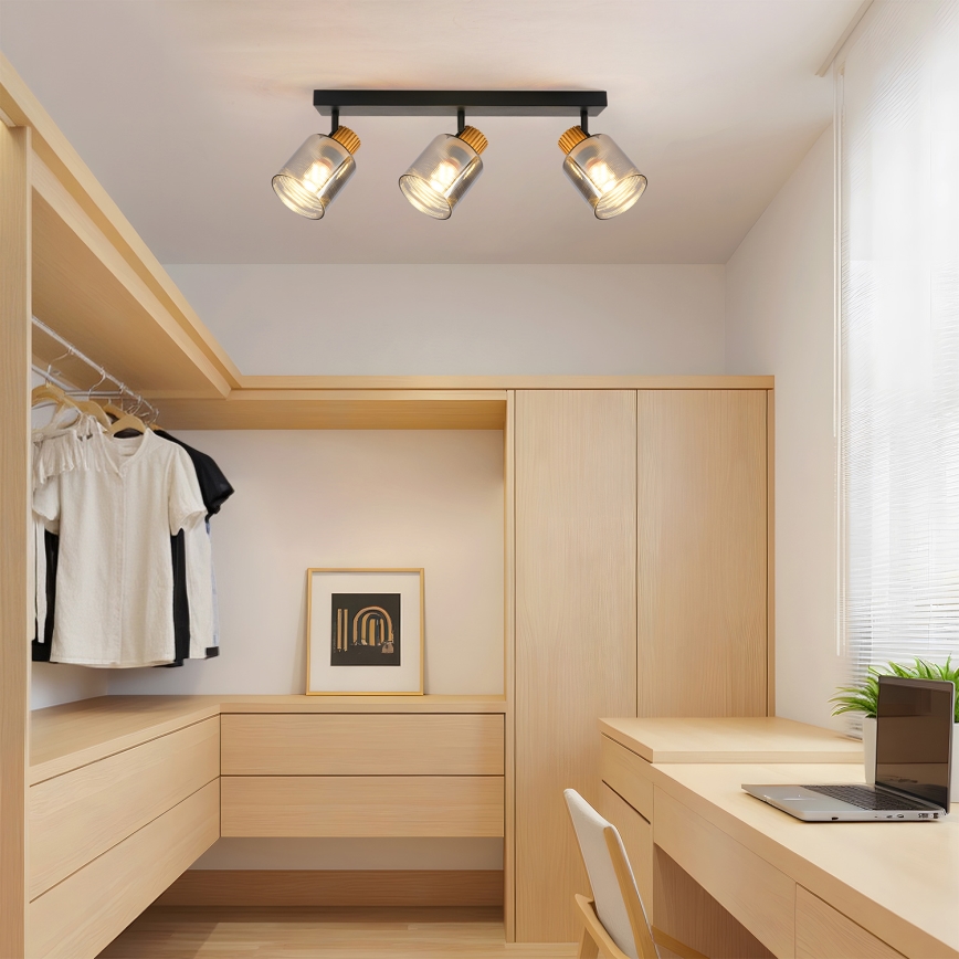 Brilagi - Opbouwspot HYGGE 3xE14/15W/230V zwart/rookglas