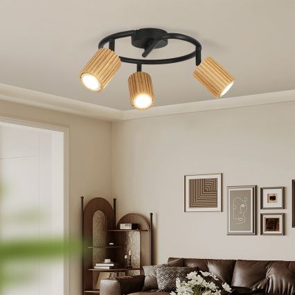 Brilagi - Opbouwspot MODERN WOOD 3x GU10/8W/230V hout/zwart