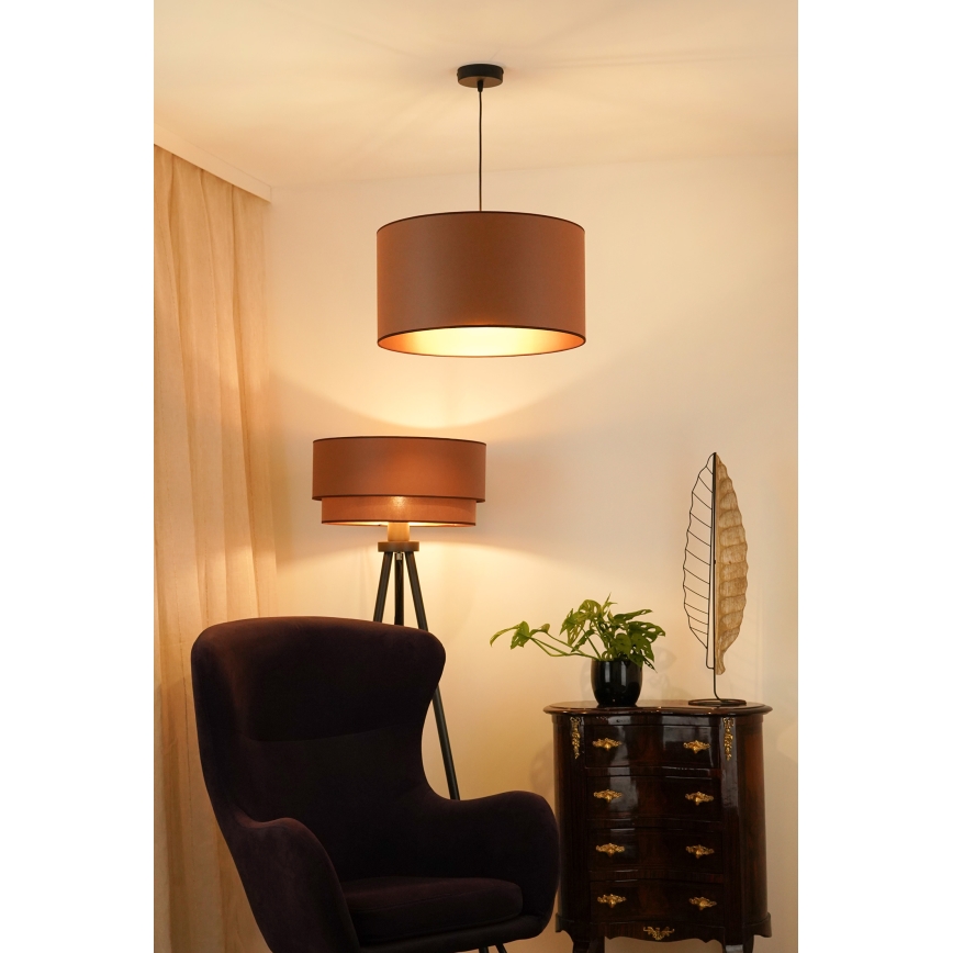 Brilagi - Hanglamp aan kabel OREGON ROLLER VEGE 1xE27/15W/230V Ø 45 cm bruin