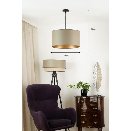 Brilagi - Hanglamp aan kabel OREGON ROLLER VEGE 1xE27/15W/230V Ø 45 cm grijs