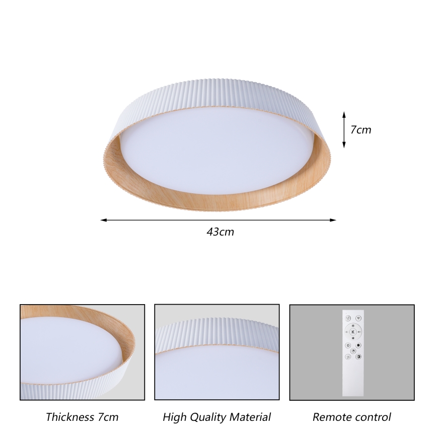 Brilagi - Dimbare LED-plafondlamp ORINO LED/54W/230V 3000-6000K wit Ø 43 cm + afstandsbediening