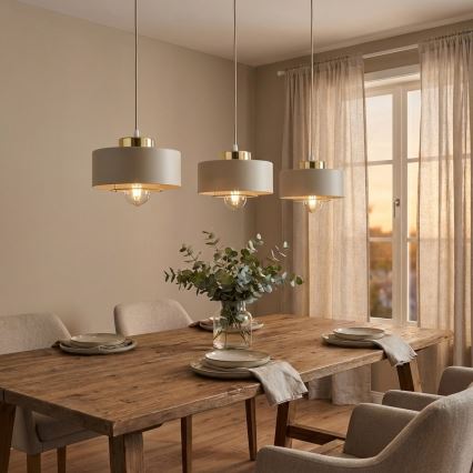 Brilagi - Pendellamp aan kabel 3xE27/60W/230V beige/goud