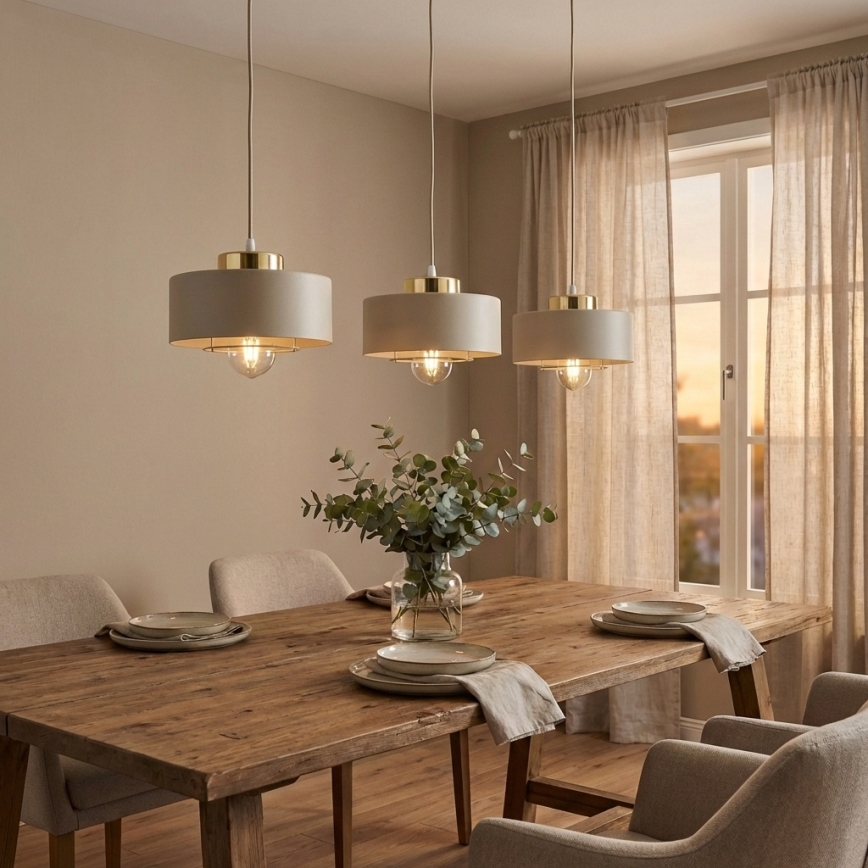 Brilagi - Pendellamp aan kabel 3xE27/60W/230V beige/goud