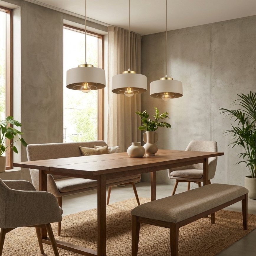 Brilagi - Pendellamp aan kabel 3xE27/60W/230V beige/goud