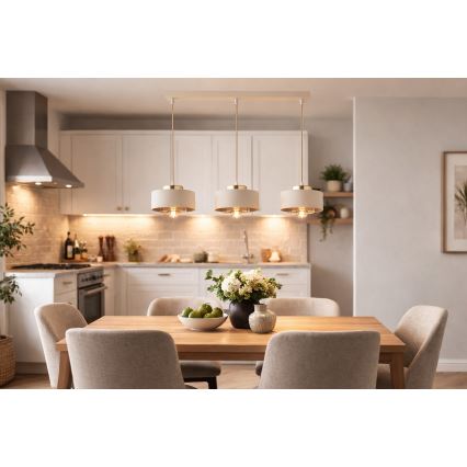 Brilagi - Pendellamp aan kabel 3xE27/60W/230V beige/goud