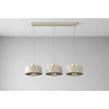 Brilagi - Pendellamp aan kabel 3xE27/60W/230V beige/goud