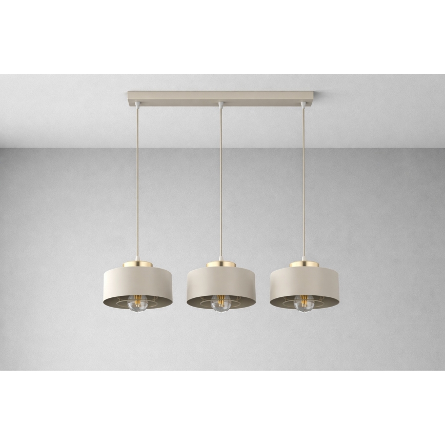 Brilagi - Pendellamp aan kabel 3xE27/60W/230V beige/goud